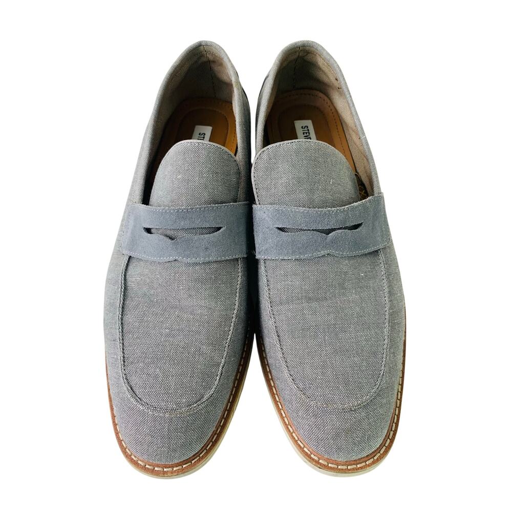 Steve Madden Normin Canvas Penny Loafer In Gray Fabric Leather Men's Size 12